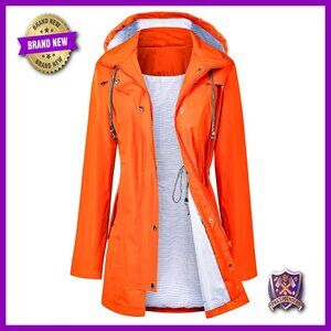 Waterproof Long Hooded Trench Raincoat Lined Windbreaker Travel Jacket S-XXL